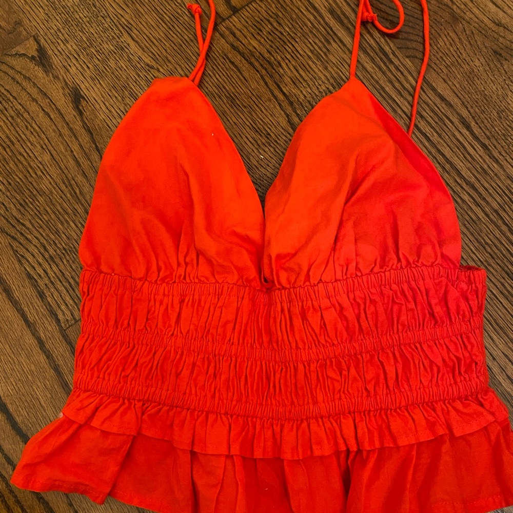 red summer tank tie top